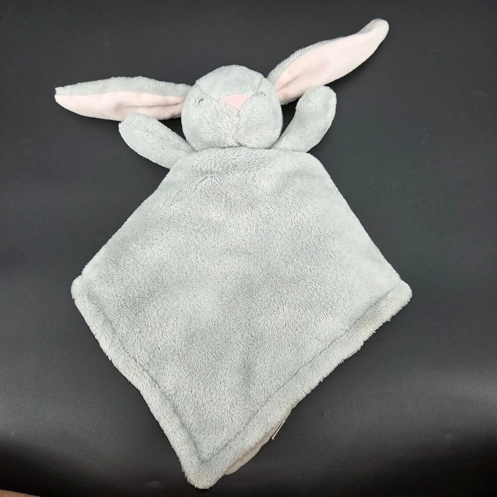 Carter's Gray Bunny Rabbit Security Blanket Lovey Plush Pink Ears 2020 PA8253